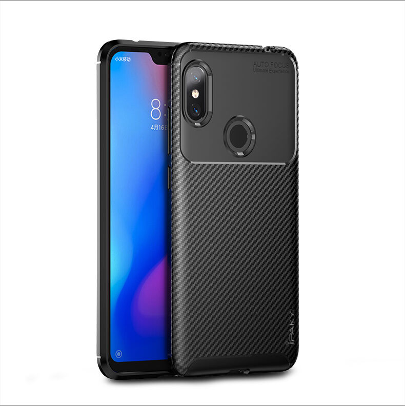 Ipaky puha védő tok karbon szál textúrával Xiaomi Redmi Note 6 - fekete