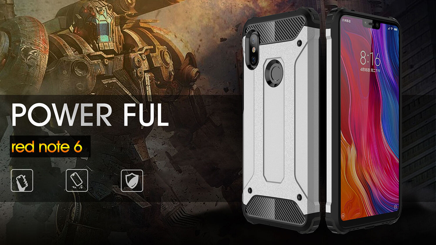Szuper tartós Armor tok Xiaomi Redmi Note 6 - kék