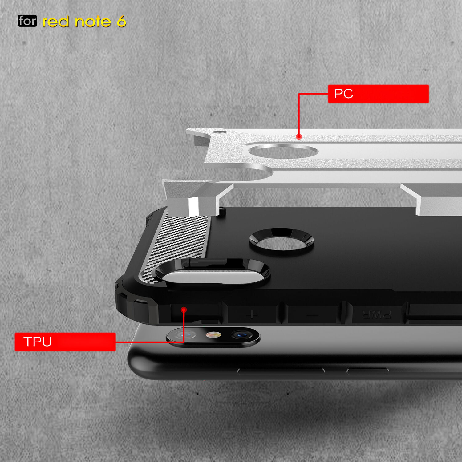 Szuper tartós Armor tok Xiaomi Redmi Note 6 - kék