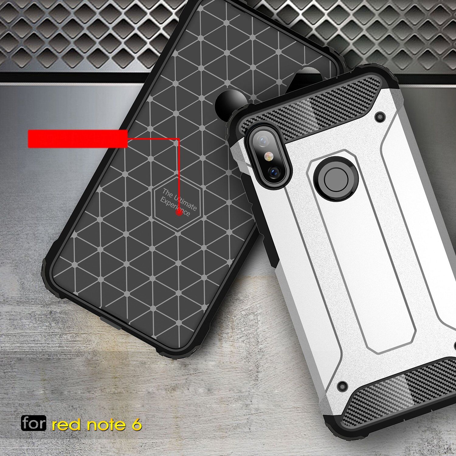 Szuper tartós Armor tok Xiaomi Redmi Note 6 - ezüst
