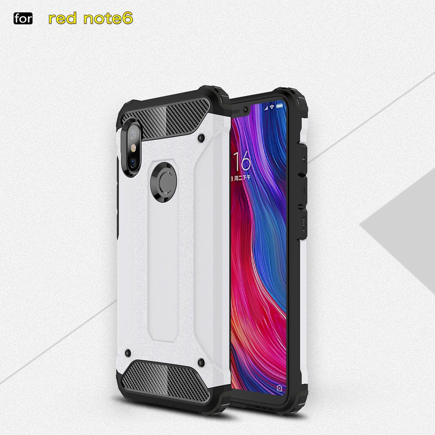 Szuper tartós Armor tok Xiaomi Redmi Note 6 - ezüst