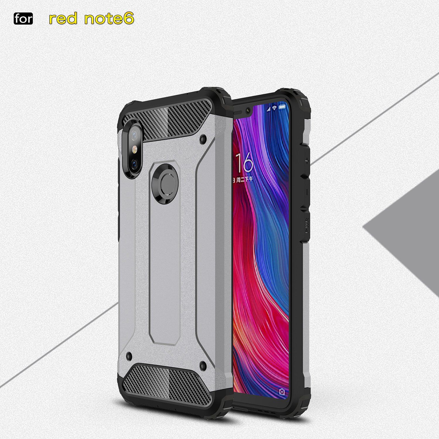 Szuper tartós Armor tok Xiaomi Redmi Note 6 - ezüst