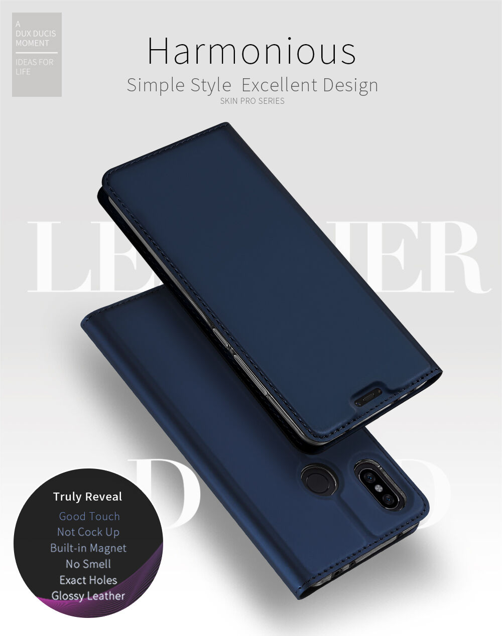 Dux Ducis védő bőr tok Xiaomi Redmi Note 6 - sötétkék