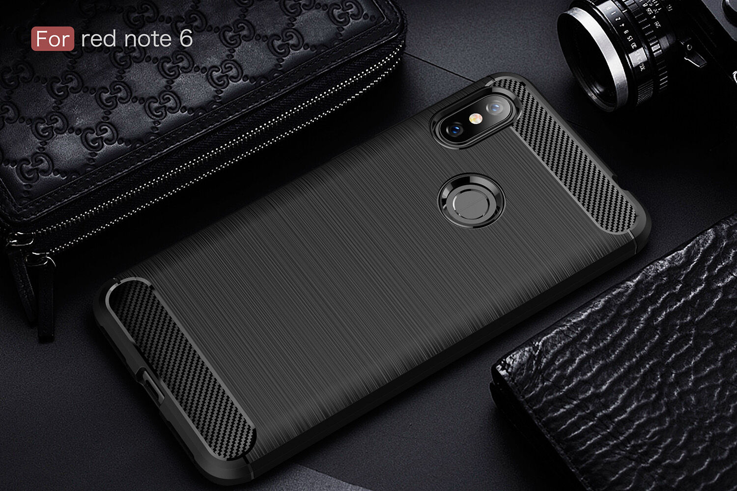 Védő tok csiszolt textúrával Xiaomi Redmi Note 6 - fekete