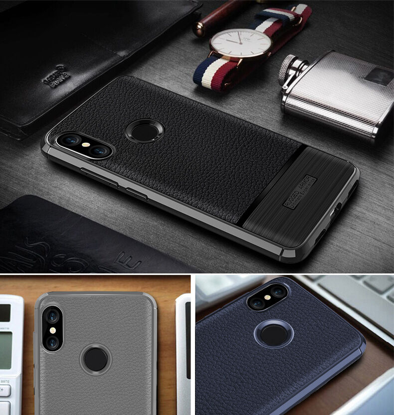 Tok csiszolt és bőr textúrával Xiaomi Mi A2 Lite - fekete