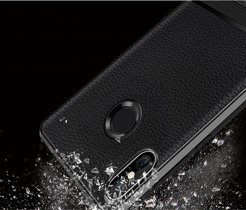 Tok csiszolt és bőr textúrával Xiaomi Mi A2 Lite - fekete