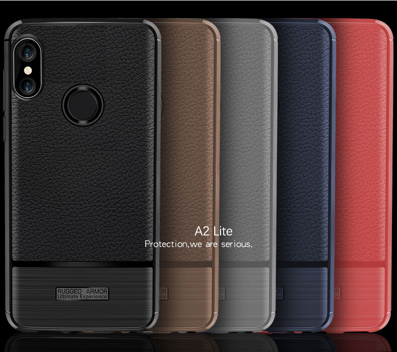 Tok csiszolt és bőr textúrával Xiaomi Mi A2 Lite - fekete
