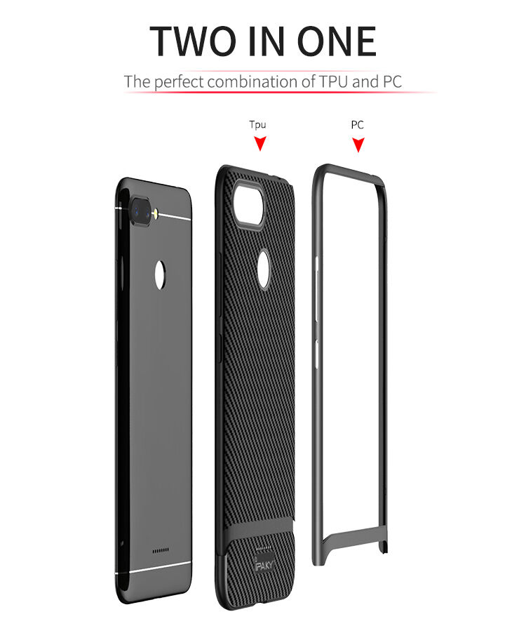 Ipaky tok karbonszálas textúrával Xiaomi Redmi 6 - piros-fekete