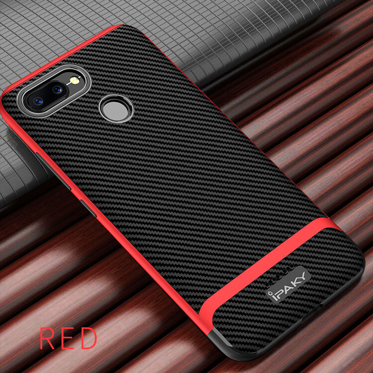 Ipaky tok karbonszálas textúrával Xiaomi Redmi 6 - piros-fekete