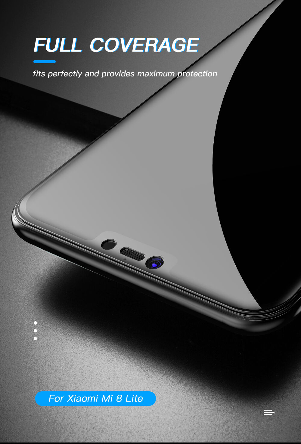 Amorus edzett 3D üveg Xiaomi Mi 8 Lite - fekete