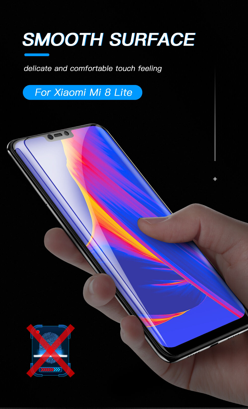 Amorus edzett 3D üveg Xiaomi Mi 8 Lite - fekete