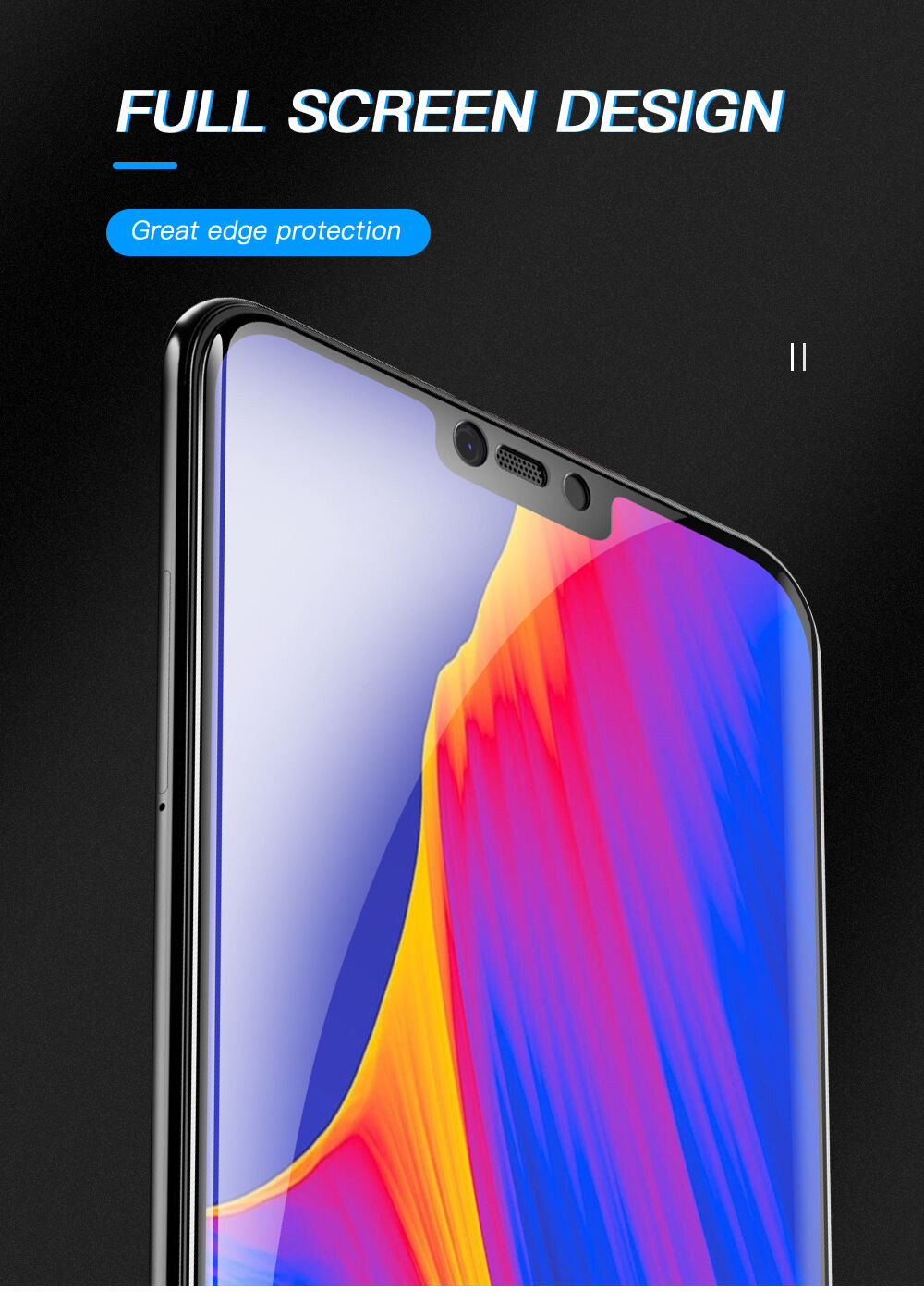 Amorus edzett 3D üveg Xiaomi Mi 8 Lite - fekete