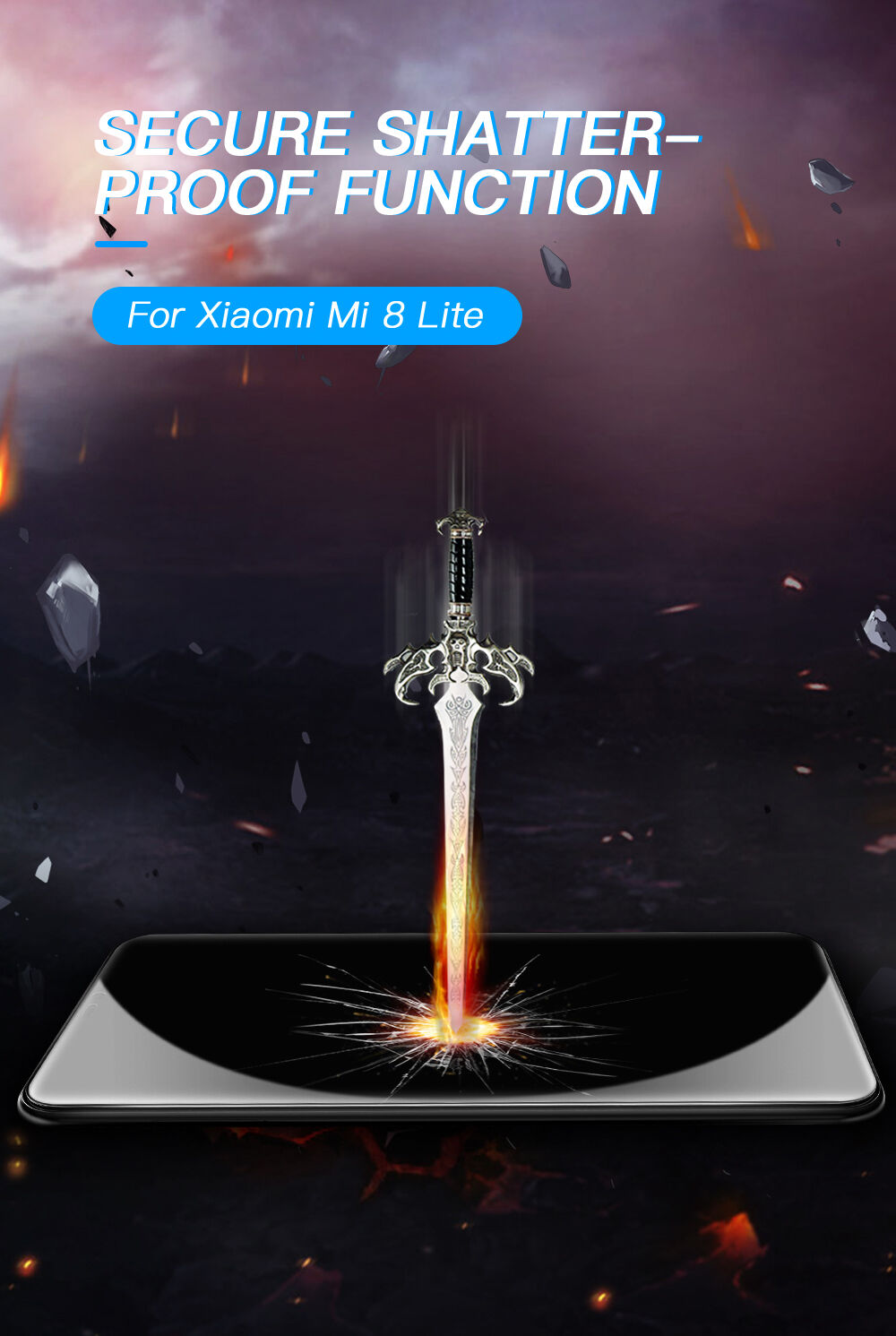 Amorus edzett 3D üveg Xiaomi Mi 8 Lite - fekete