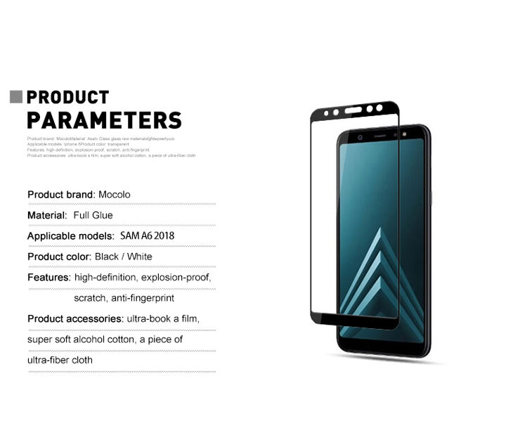 Mocolo edzett 3D üveg Samsung Galaxy A6 (2018) - fekete