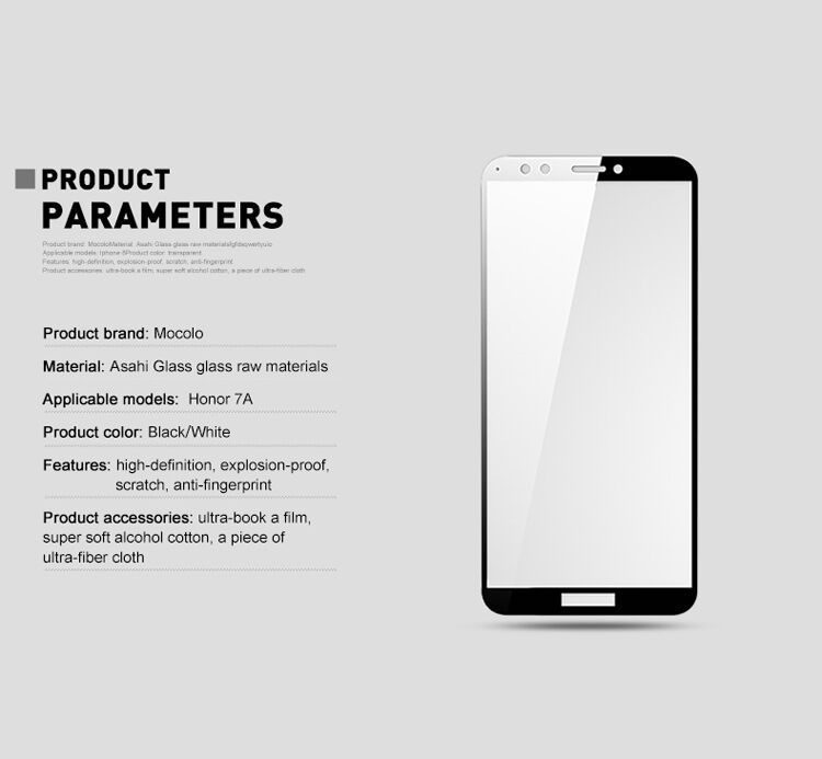 Mocolo edzett 3D üveg Honor 7A / 7S - fehér