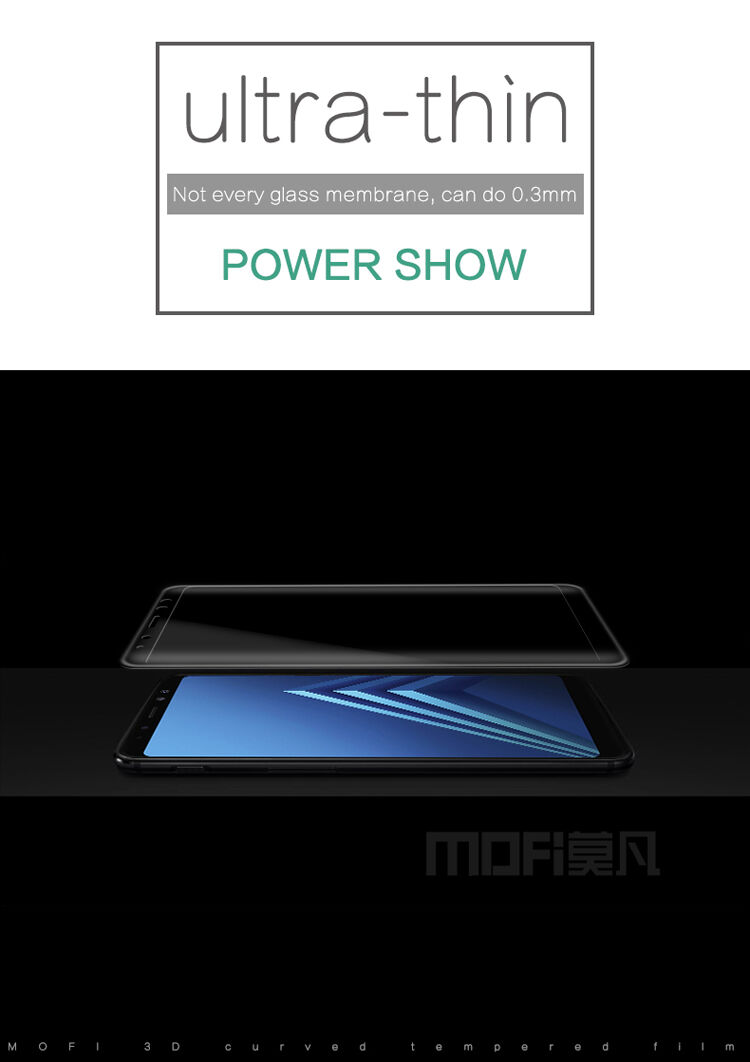 Mofi edzett 3D üveg Samsung A8 Plus (2018) - fekete