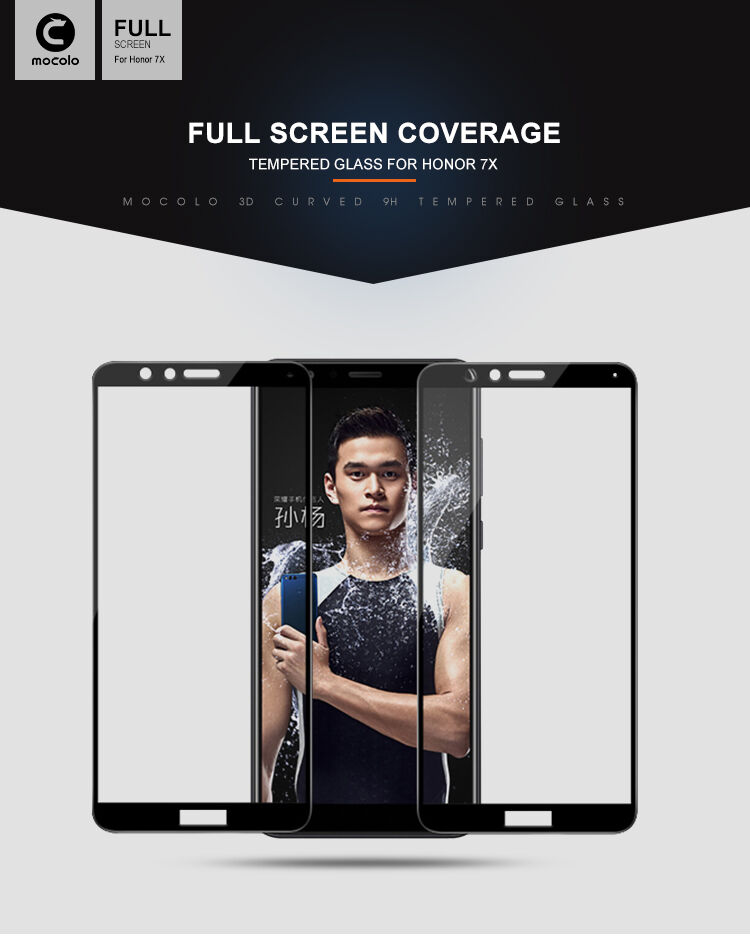 Mocolo edzett 3D üveg Honor 7X - fekete