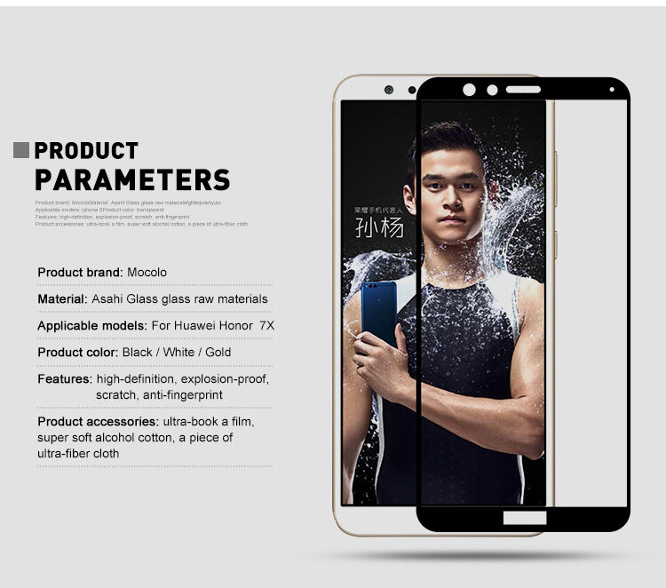 Mocolo edzett 3D üveg Honor 7X - fekete