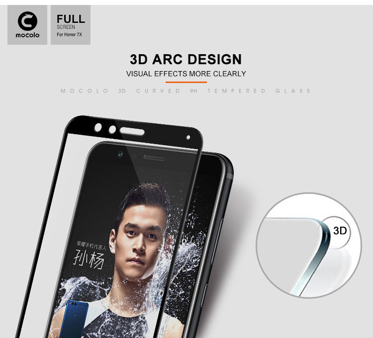 Mocolo edzett 3D üveg Honor 7X - fekete