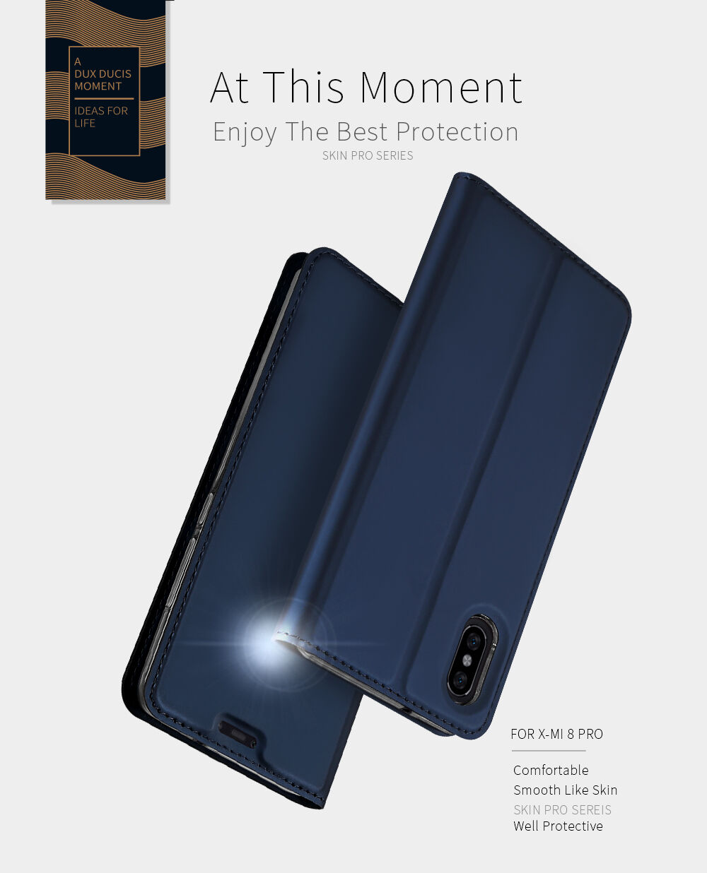 Dux Ducis Skin Pro flip cover tok Xiaomi Mi 8 - rózsaszín-arany