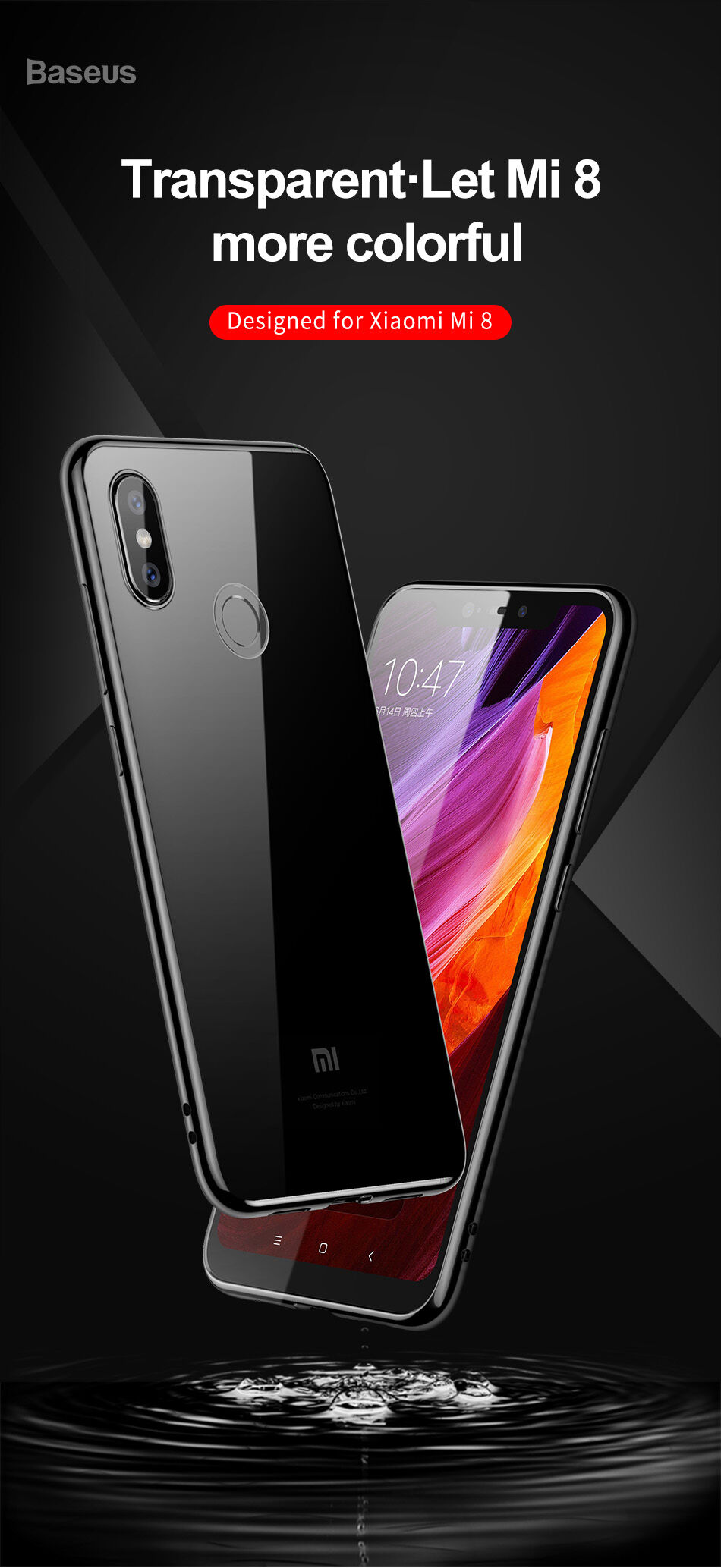 Baseus Shining átlátszó tok kerettel Xiaomi Mi 8 - arany