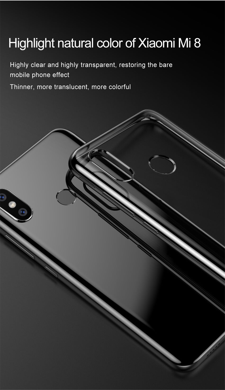 Baseus Shining átlátszó tok kerettel Xiaomi Mi 8 - arany