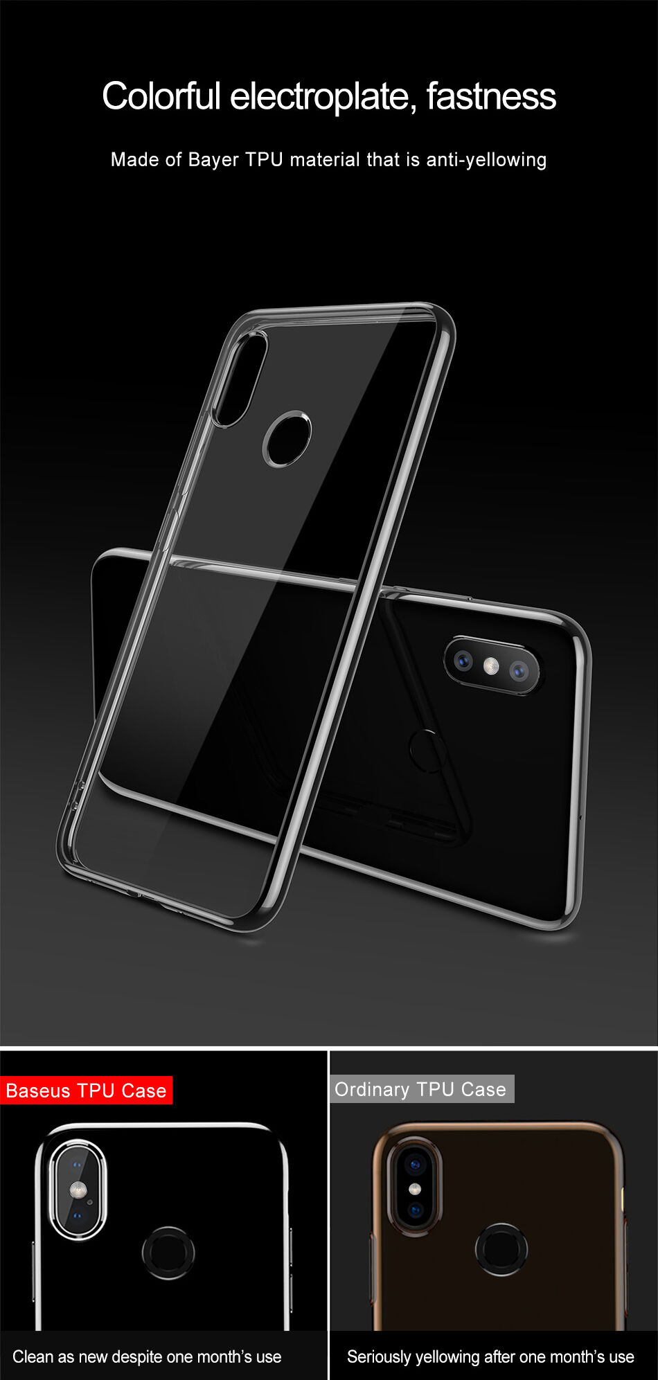 Baseus Shining átlátszó tok kerettel Xiaomi Mi 8 - arany