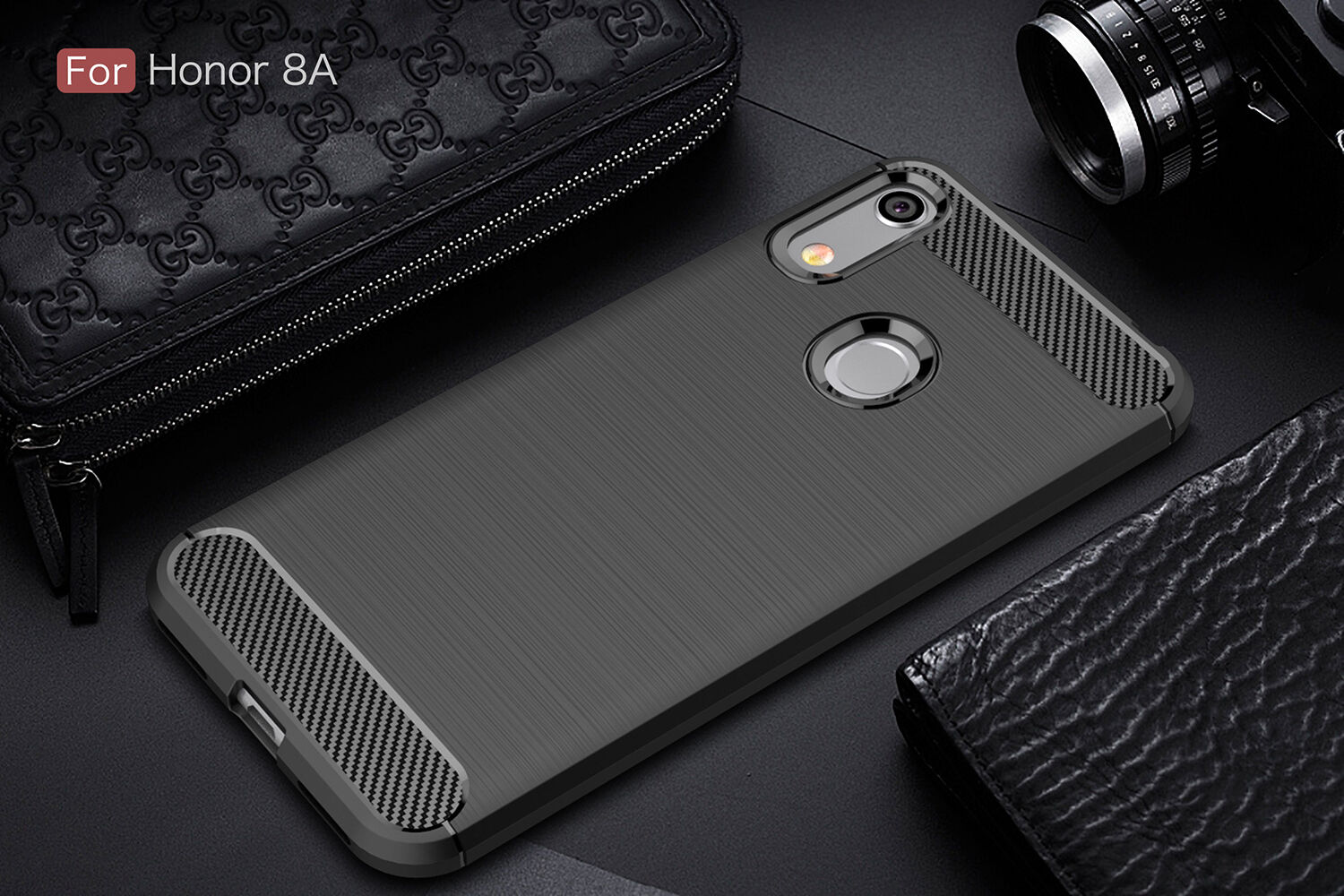 Tartós tok csiszolt textúrával Honor 8A - sötétkék