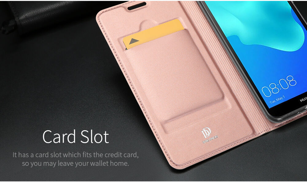 Dux Ducis Skin Pro bőr flip cover tok Honor 7S - rózsaszín-arany