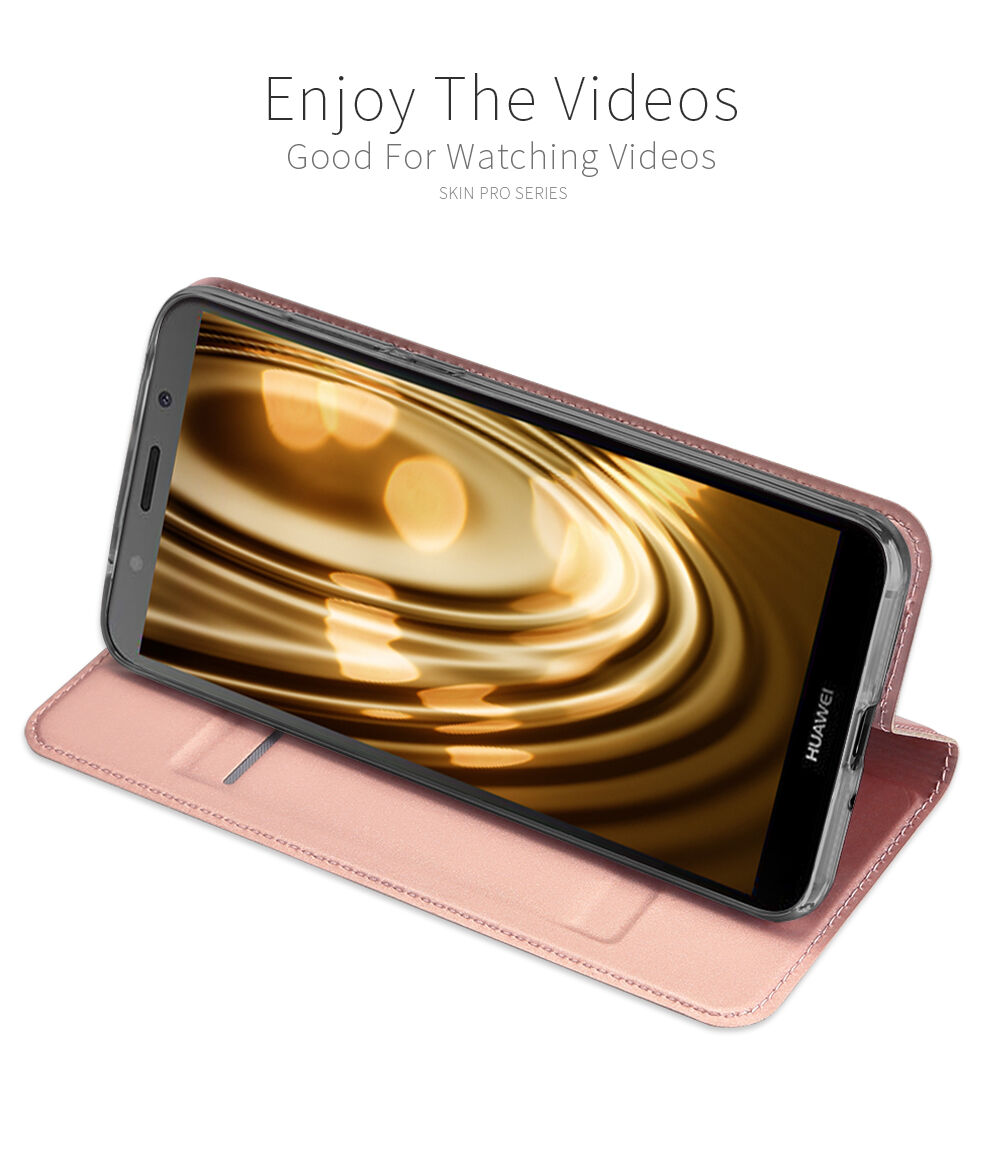 Dux Ducis Skin Pro bőr flip cover tok Honor 7S - rózsaszín-arany