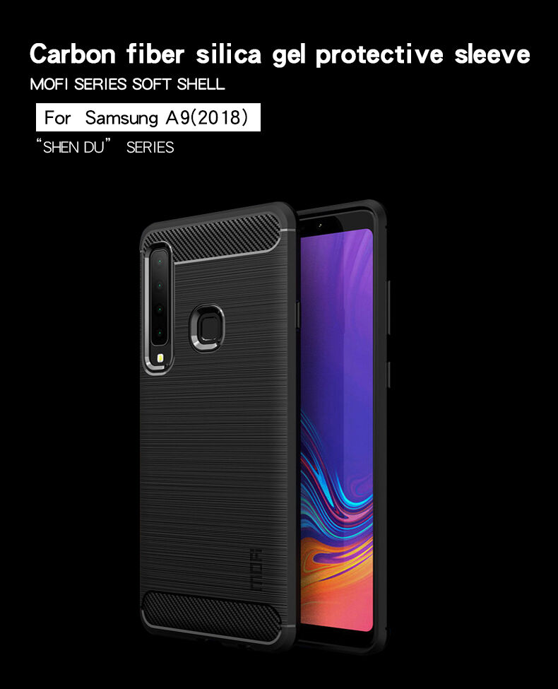 Mofi műanyag tok csiszolt textúrával Samsung Galaxy A9 (2018) - fekete