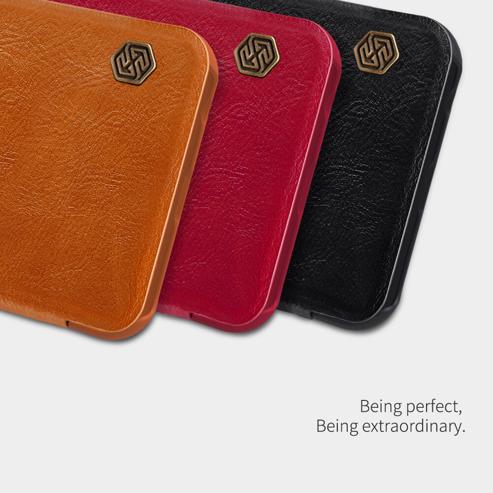 Nillkin Qin bőr flip cover tok Samsung Galaxy J4 Plus - barna