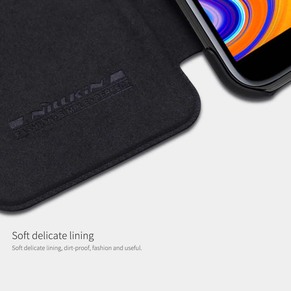 Nillkin Qin bőr flip cover tok Samsung Galaxy J4 Plus - fekete