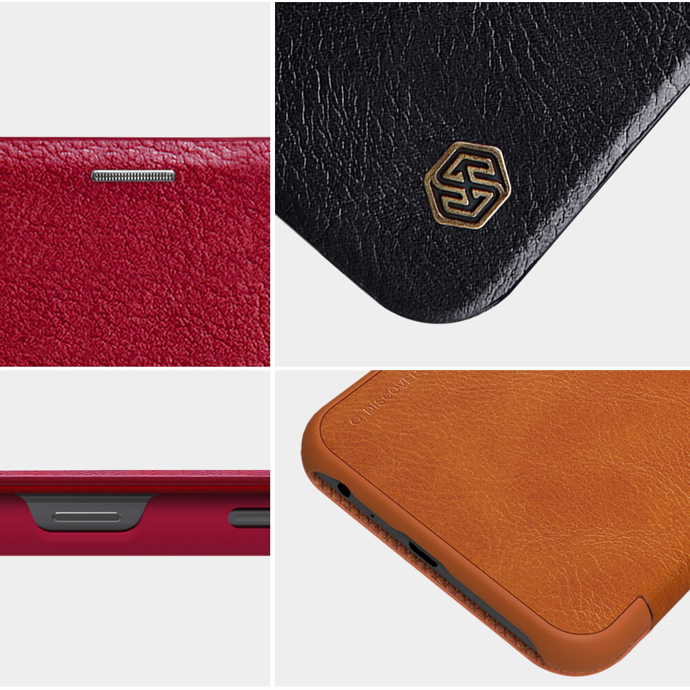 Nillkin Qin bőr flip cover tok Samsung Galaxy J4 Plus - fekete