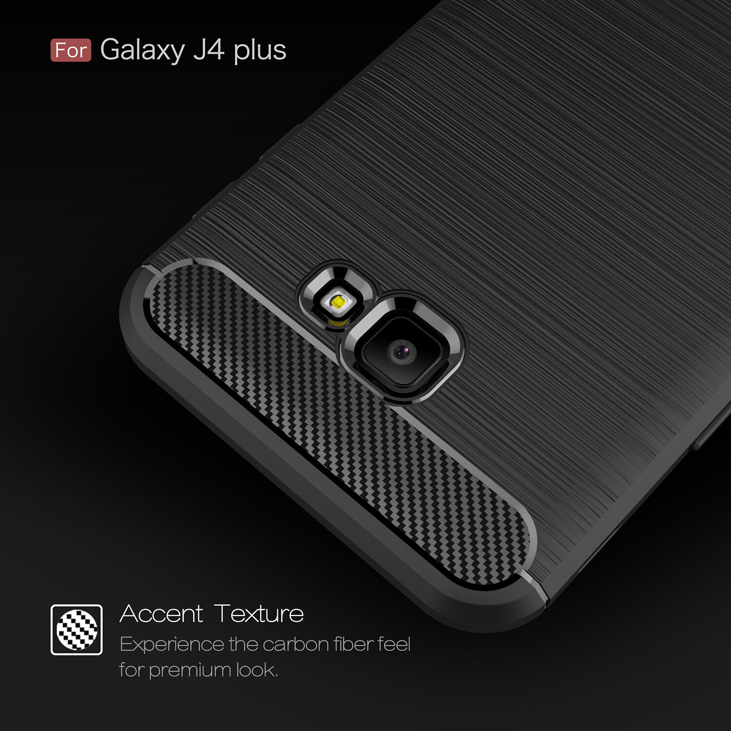 Műanyag tok csiszolt textúrával Samsung Galaxy J4 Plus - piros