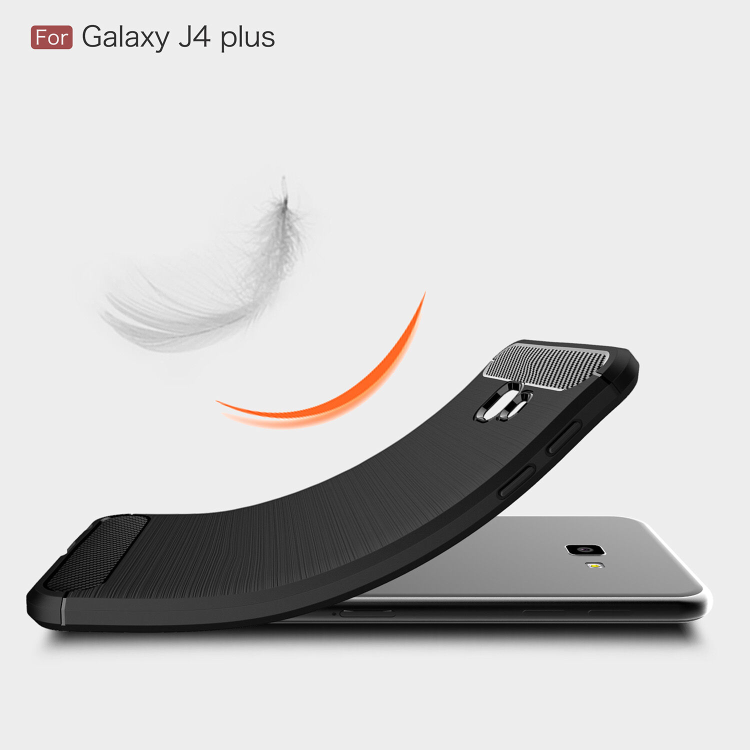 Műanyag tok csiszolt textúrával Samsung Galaxy J4 Plus - piros