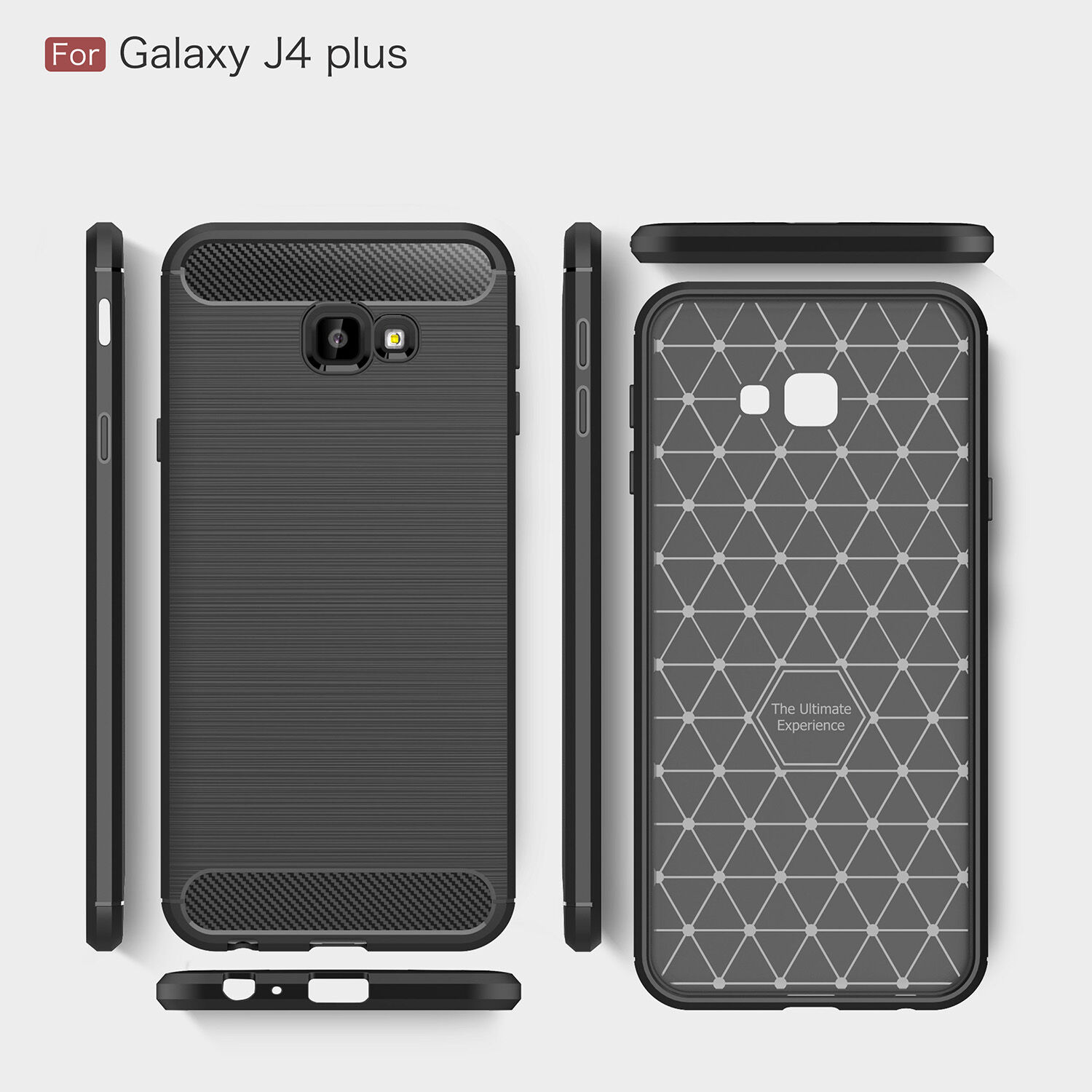 Műanyag tok csiszolt textúrával Samsung Galaxy J4 Plus - piros