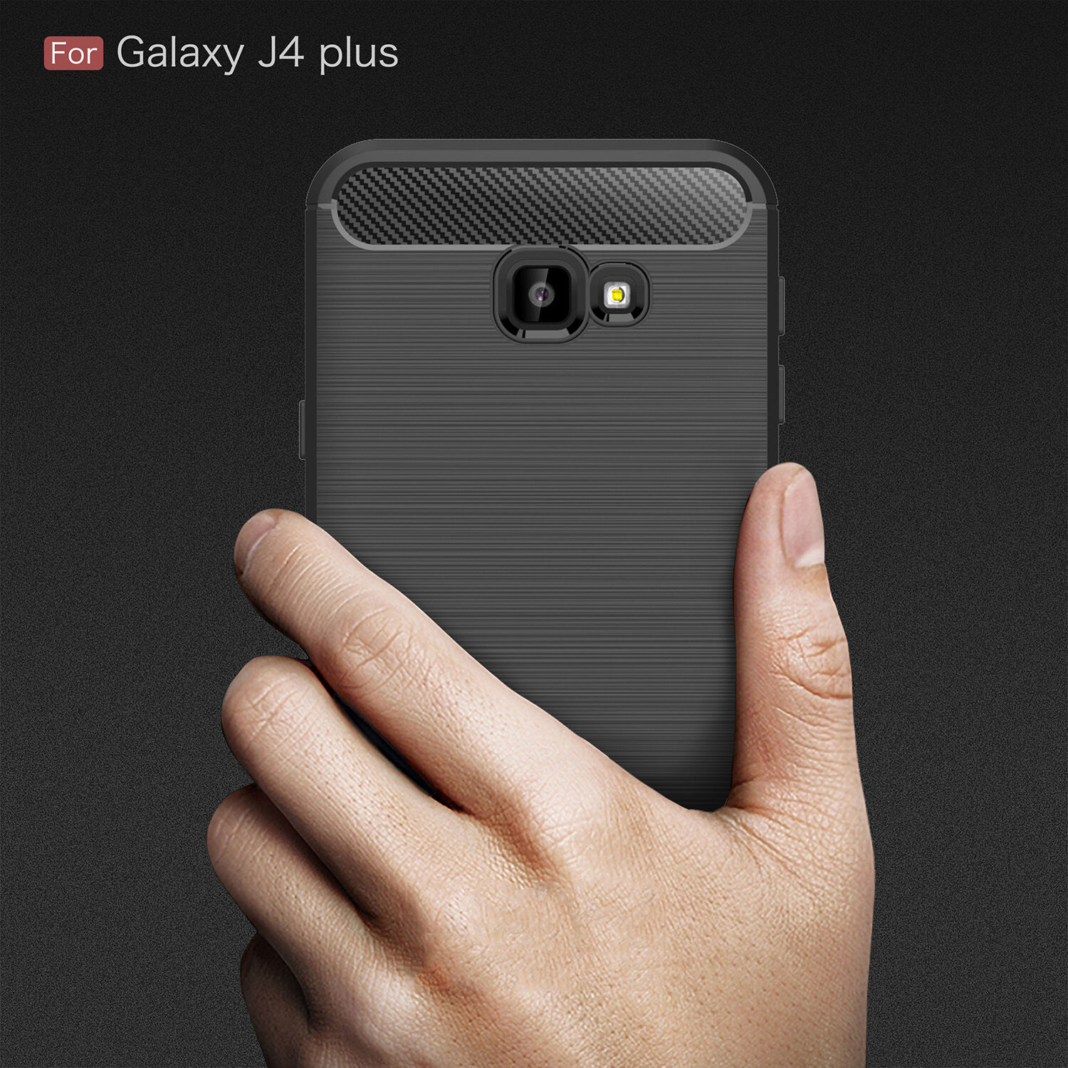 Műanyag tok csiszolt textúrával Samsung Galaxy J4 Plus - szürke