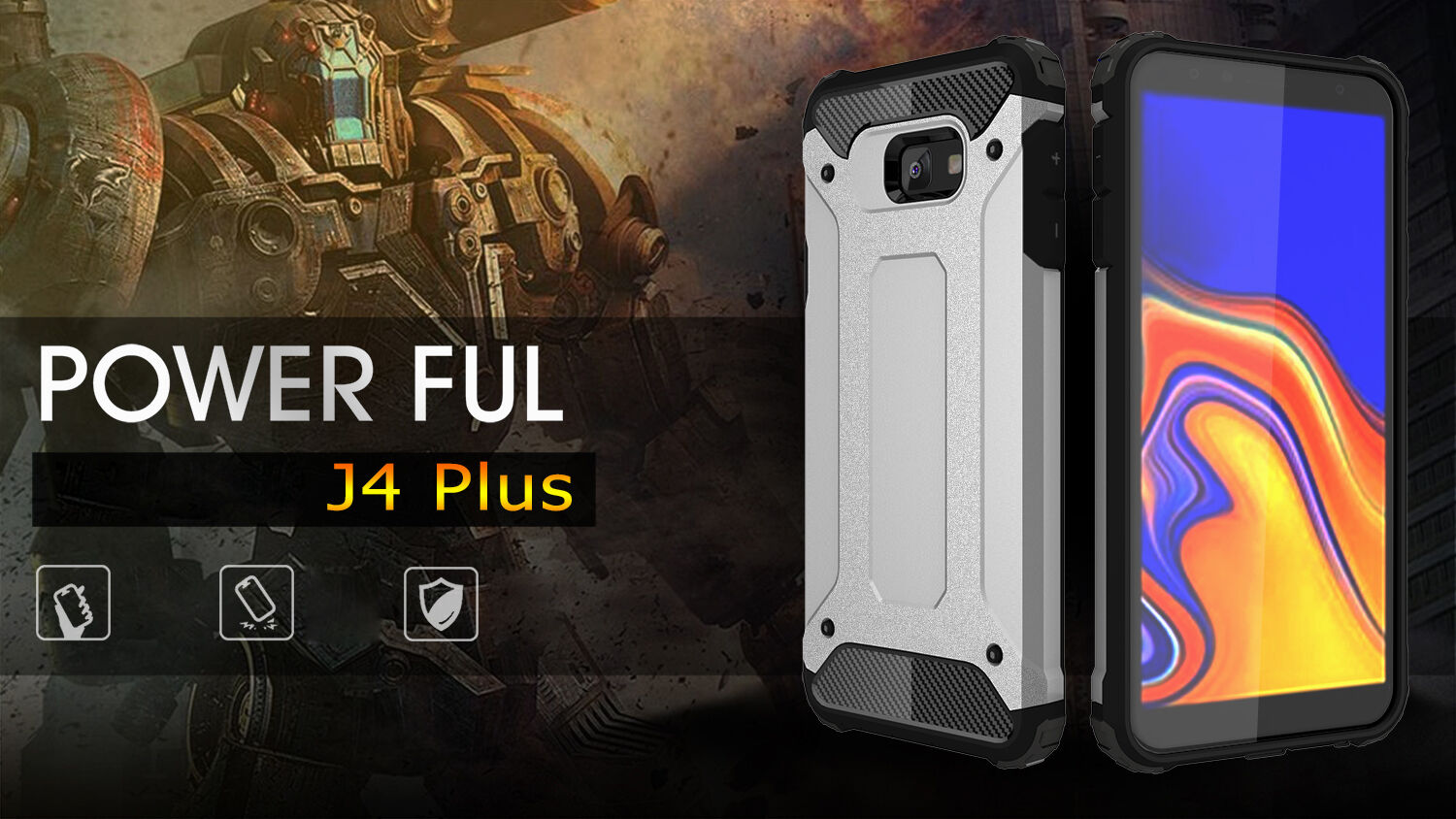 Szuper tartós Armor tok Samsung Galaxy J4 Plus - arany
