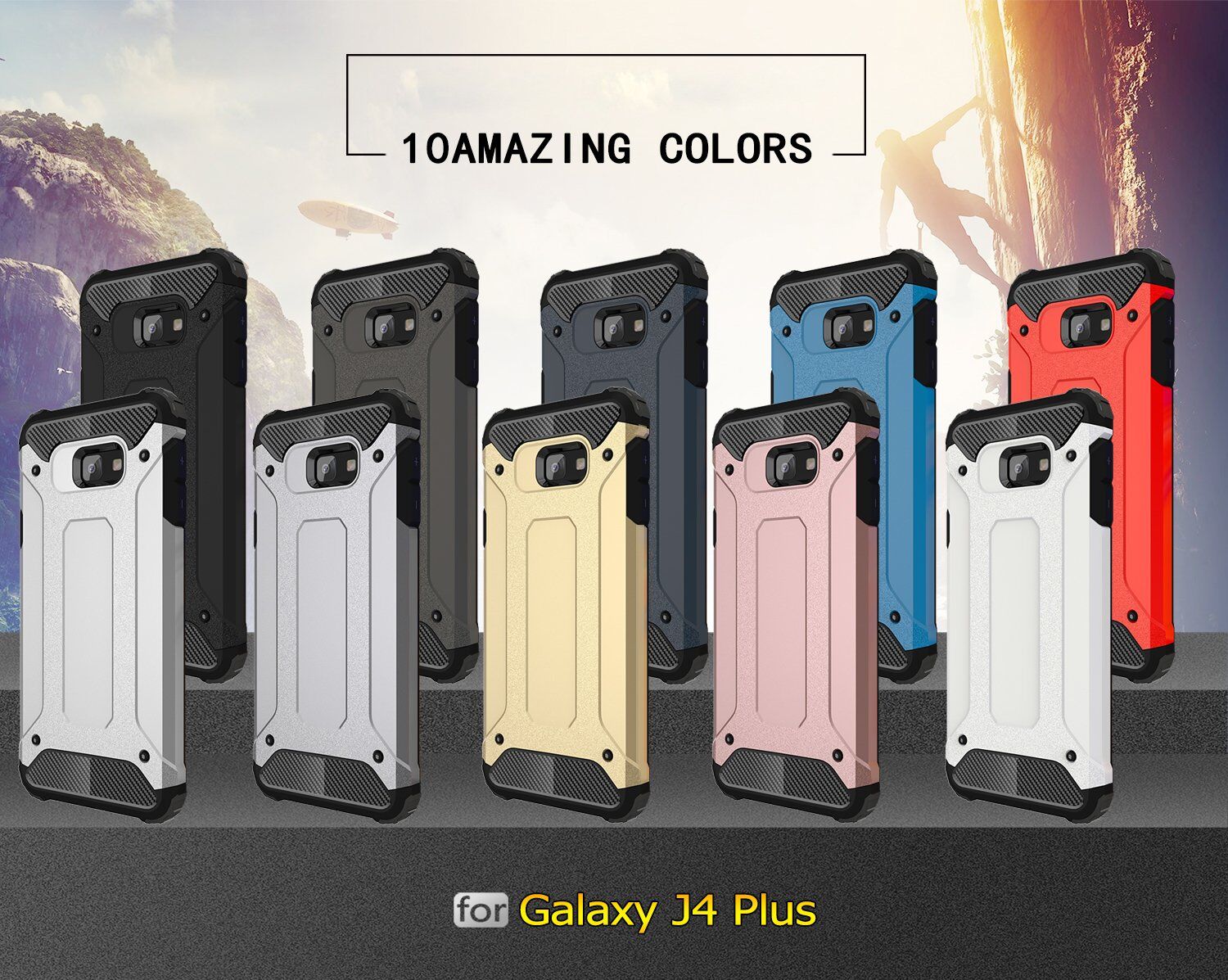 Szuper tartós Armor tok Samsung Galaxy J4 Plus - arany