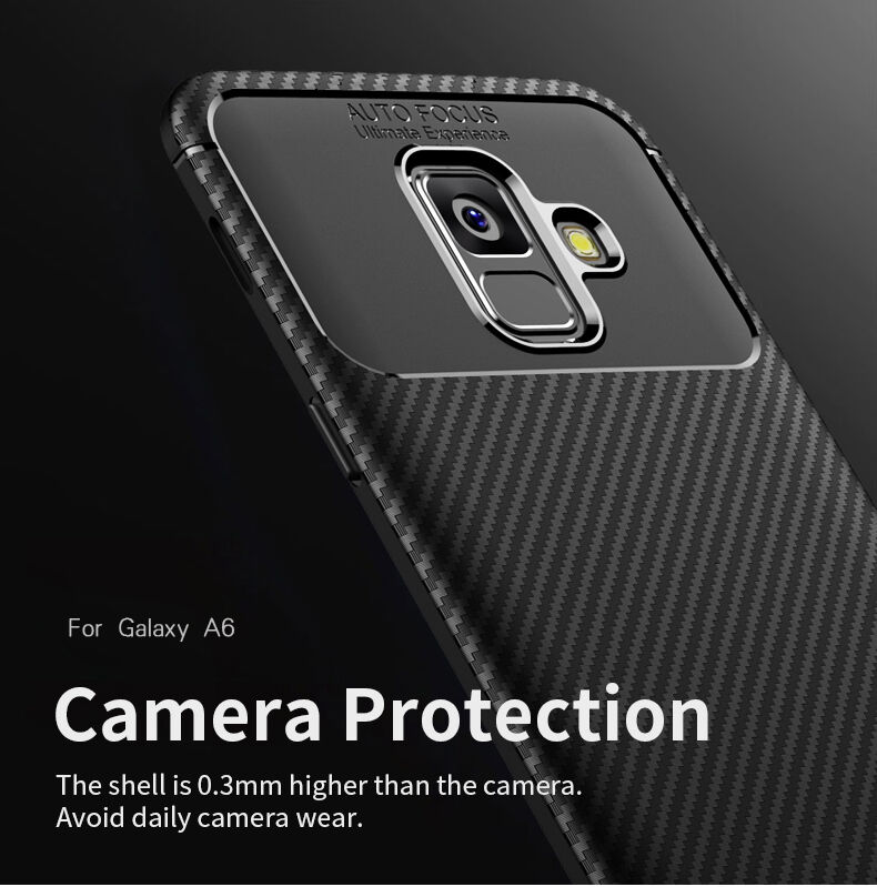 Ipaky műanyag tok karbon textúrával Samsung Galaxy A6 (2018) - barna