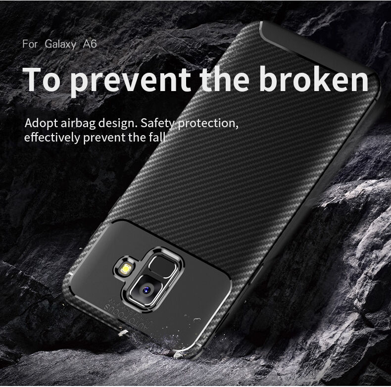 Ipaky műanyag tok karbon textúrával Samsung Galaxy A6 (2018) - barna
