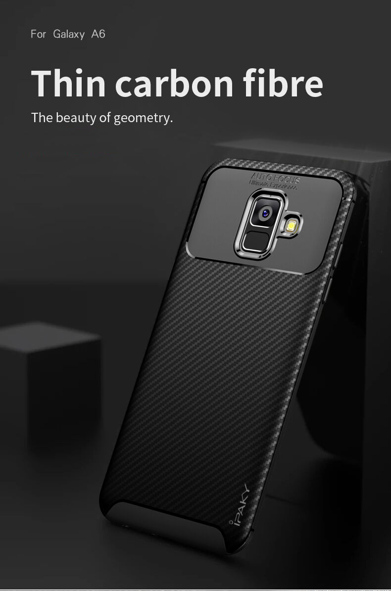 Ipaky műanyag tok karbon textúrával Samsung Galaxy A6 (2018) - fekete