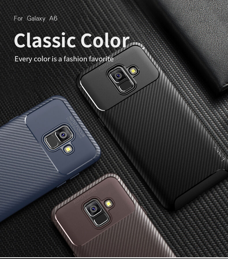 Ipaky műanyag tok karbon textúrával Samsung Galaxy A6 (2018) - fekete