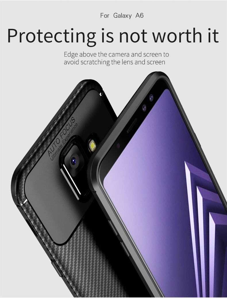 Ipaky műanyag tok karbon textúrával Samsung Galaxy A6 (2018) - fekete