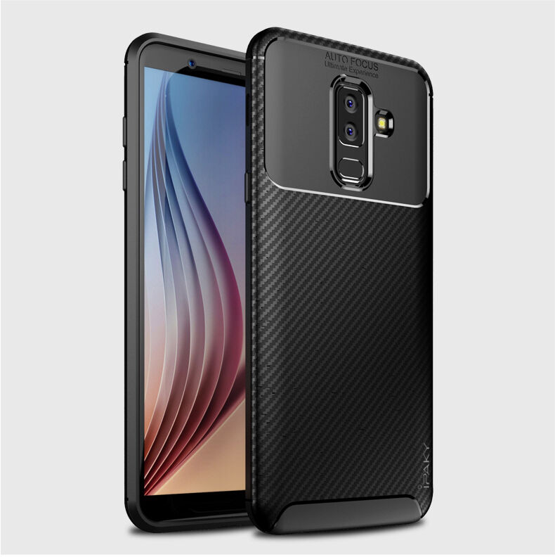 Ipaky műanyag tok karbon textúrával Samsung Galaxy A6 Plus (2018) - sötétkék
