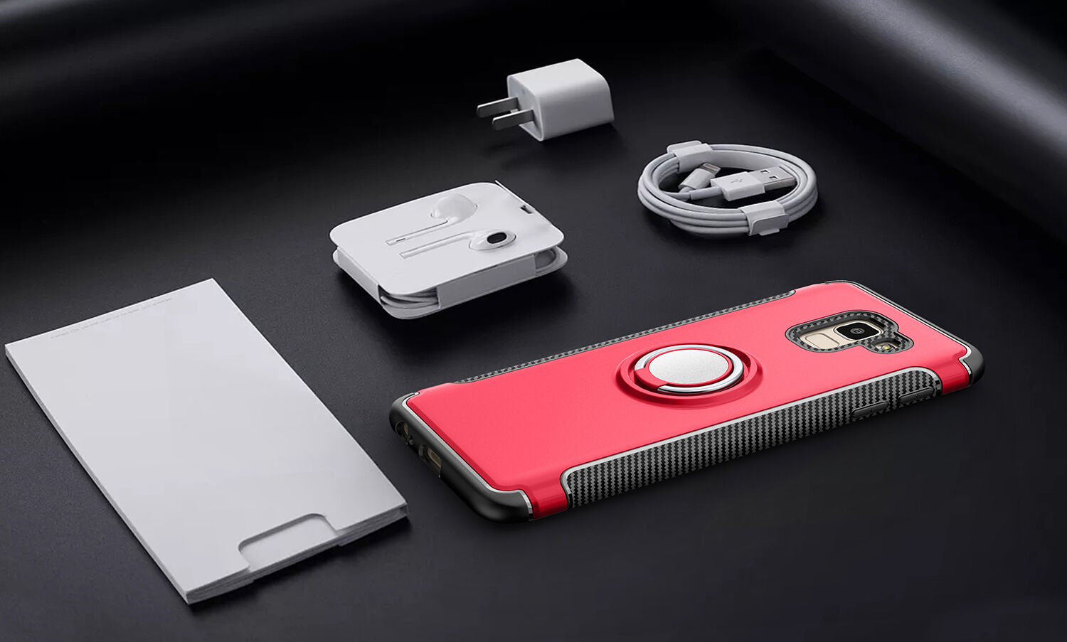 Tartós tok tartóval Samsung Galaxy J6 (2018) - piros