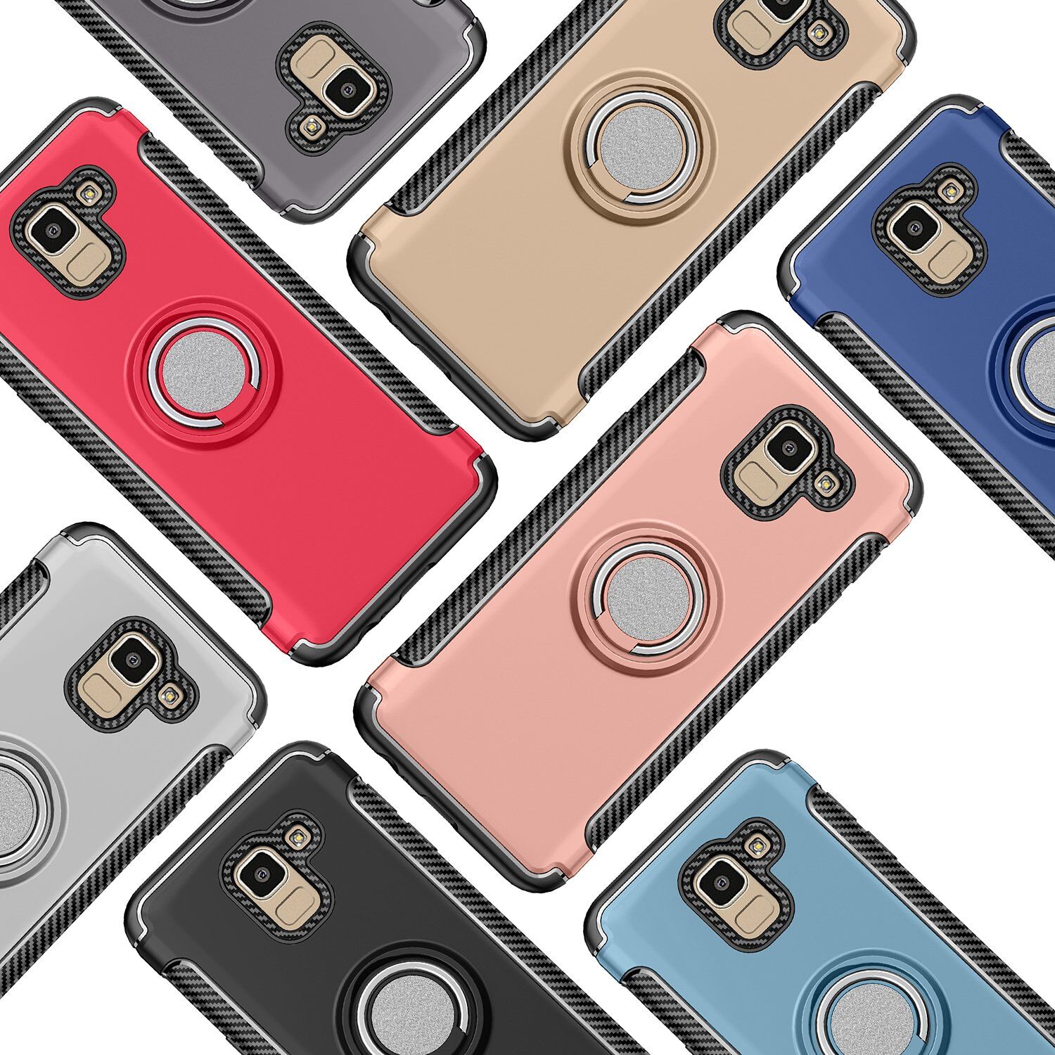 Tartós tok tartóval Samsung Galaxy J6 (2018) - piros