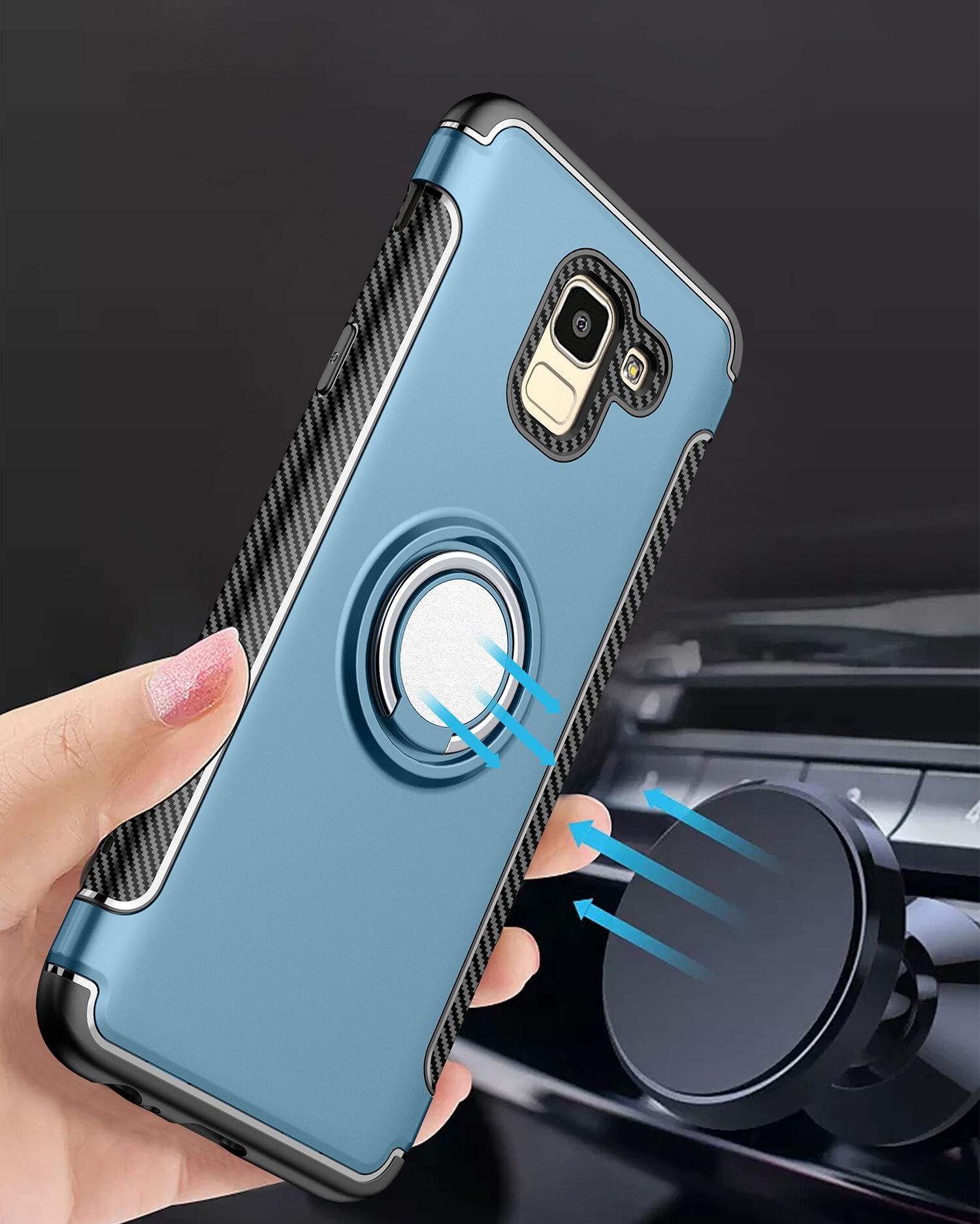 Tartós tok tartóval Samsung Galaxy J6 (2018) - piros
