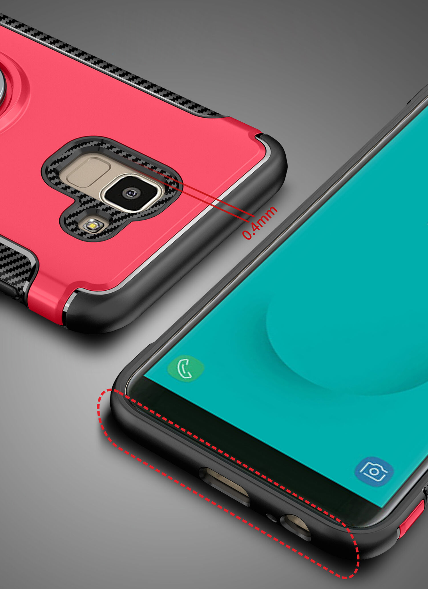 Tartós tok tartóval Samsung Galaxy J6 (2018) - piros